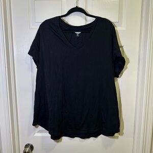 Old Navy Everywear Short Sleeve Shirt Top V-Neck Plus Size 3X Black